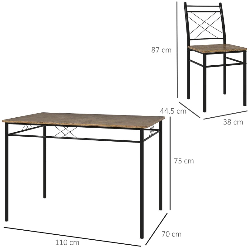 Stylish Five-Piece Minimalist Dining Set - Oak-Effect Table with Black Chairs for Modern Home Decor