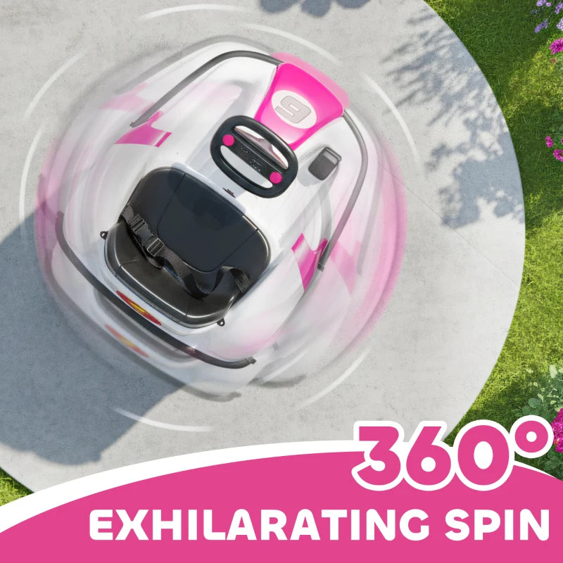 Kids 360-Degree Rotating Bumper Car Electric Ride On Toy for Ages 3-8 Pink