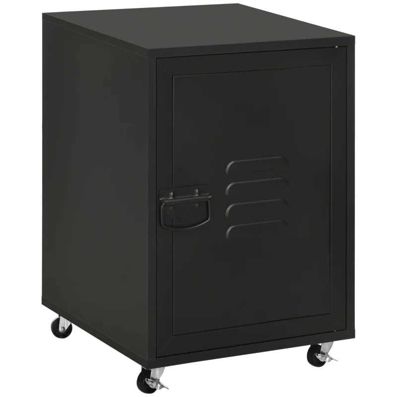 Rolling Metal Filing Cabinet - Industrial Mobile Storage with Adjustable Shelf & Wheels for Home Office & Living Room - Black