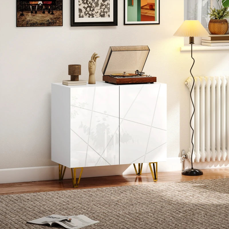 Modern High Gloss White Sideboard with Hairpin Legs for Stylish Home Storage