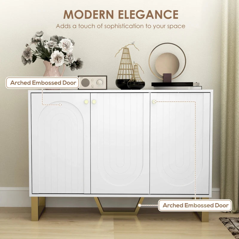 Modern 3-Door White Sideboard Storage Cabinet - Stylish Home Furniture for Living Room, Dining Room, or Entryway
