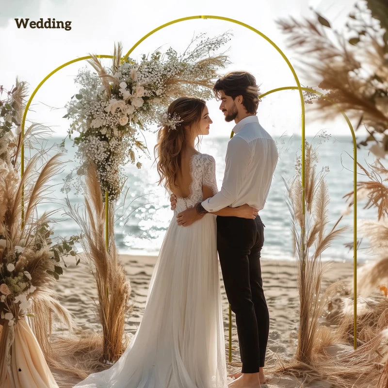 Metal Wedding Arch - 2.2m Gold Tone Backdrop Stand