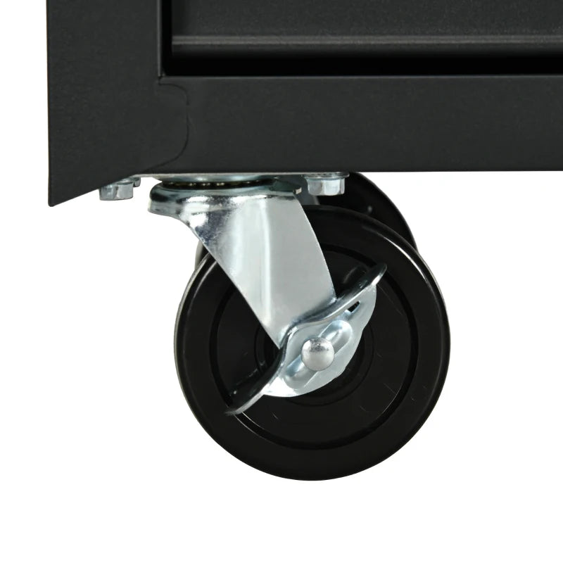 Black 7-Drawer Rolling Tool Chest on Wheels - Fully Lockable Tool Cabinet with Side Handle