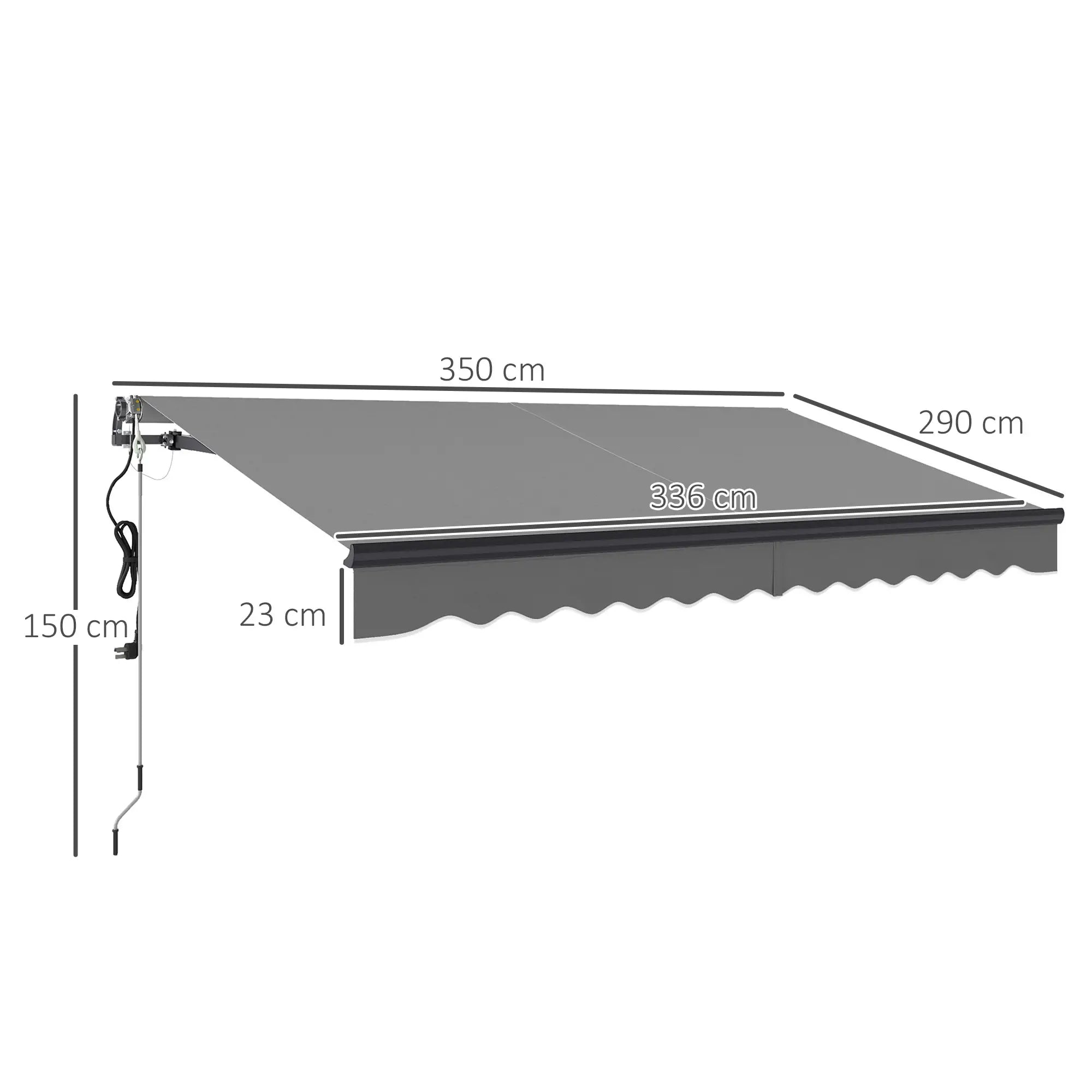 Dark Grey 3.5m x 3m Electric Awning with Remote Controller, Aluminium Frame- UV30+ Sun Shade Canopy