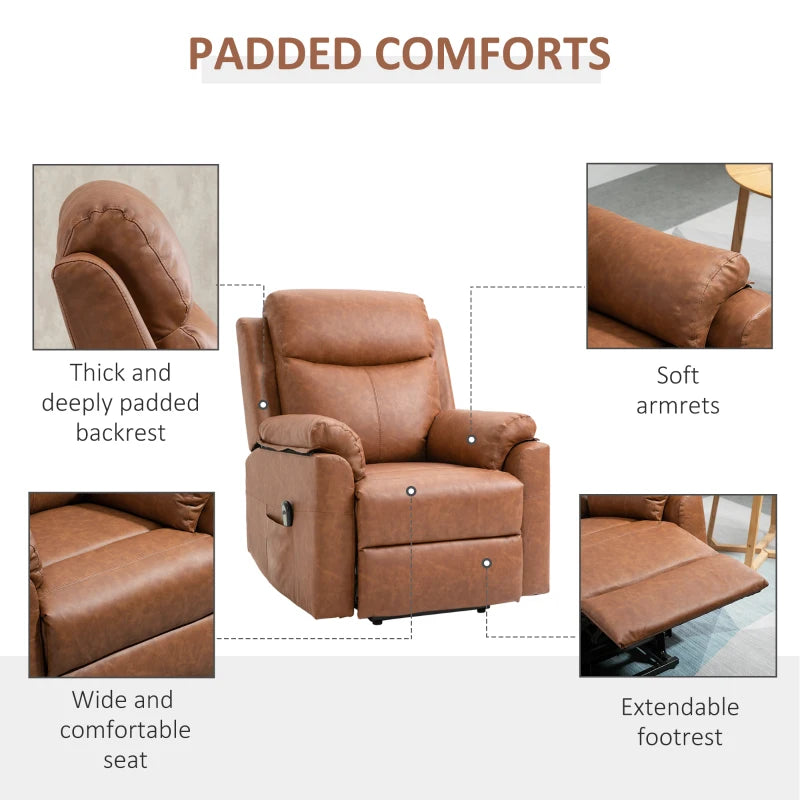 Brown Faux Leather 70° Electric Riser Recliner Chair for Ultimate Comfort and Support