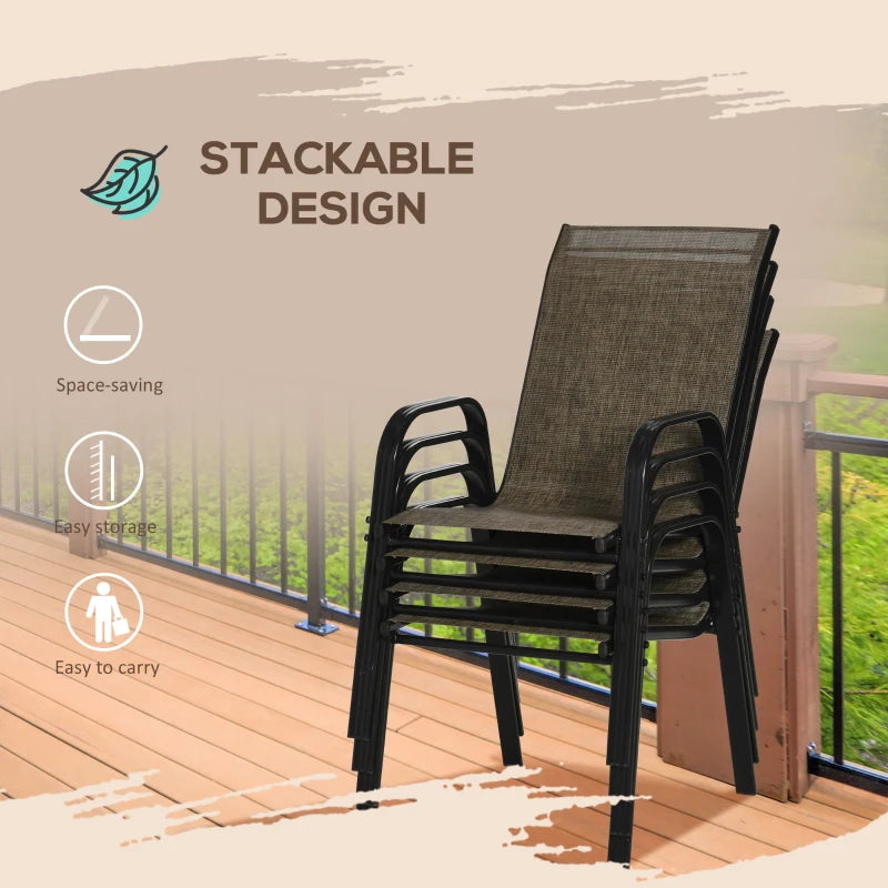 4 Stackable Mesh Seat Chairs - Mixed Brown