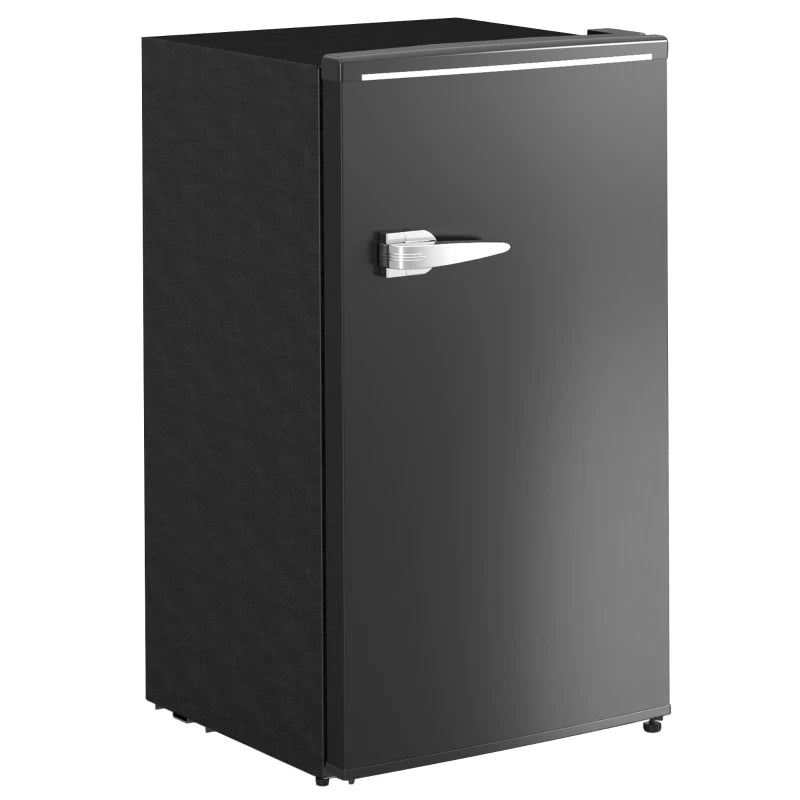 85L Retro Under Counter Fridge with Chiller Box, Adjustable Thermostat & Glass Shelves - Black Small Refrigerator