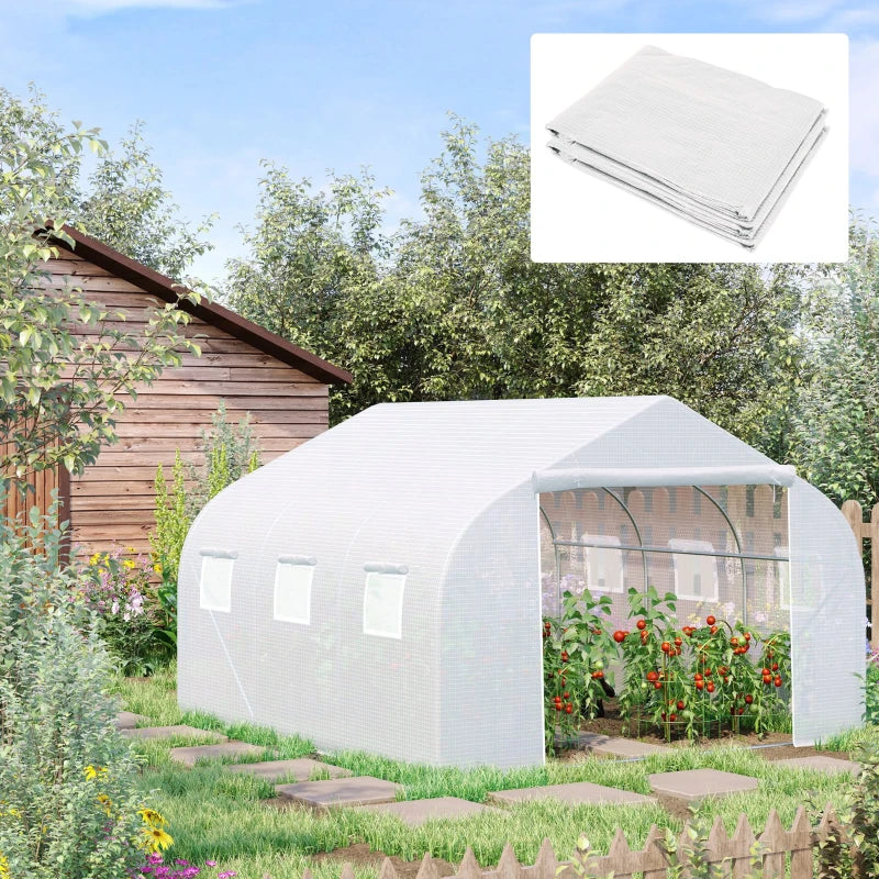 White Walk-In Greenhouse Cover 4.5x3x2m - Plant Growhouse Replacement