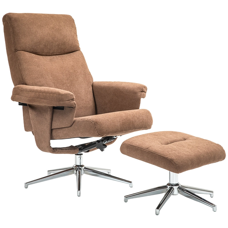 Velvet Recliner Chair with Ottoman in Light Brown - Comfortable and Stylish Seating Solution