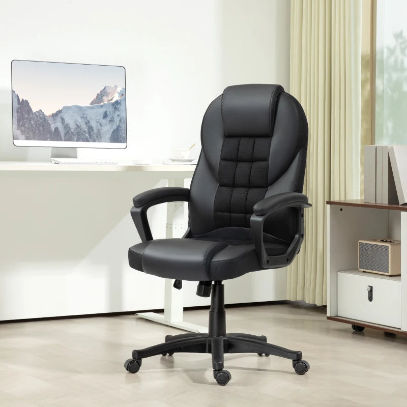 Ergonomic Faux Leather Office Chair - Stylish Black Executive Desk Chair for Home & Office Use