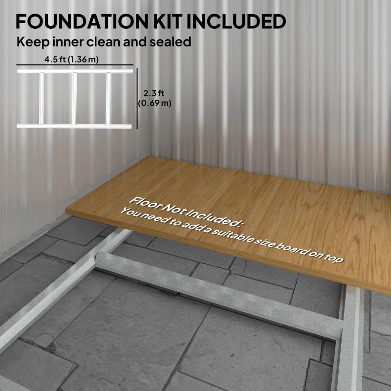 5ft x 4.3ft Outdoor Garden Storage Shed - Grey Wooden Effect, Durable & Weatherproof