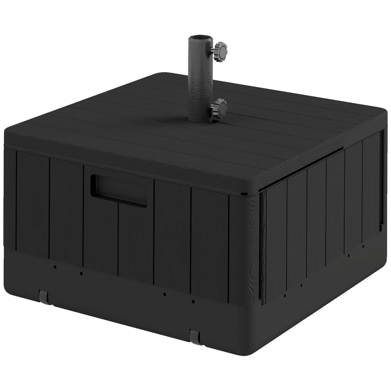 Black Garden Parasol Base Umbrella Stand with Wheels and Handles - 80kg Filled Weight for Deck or Poolside