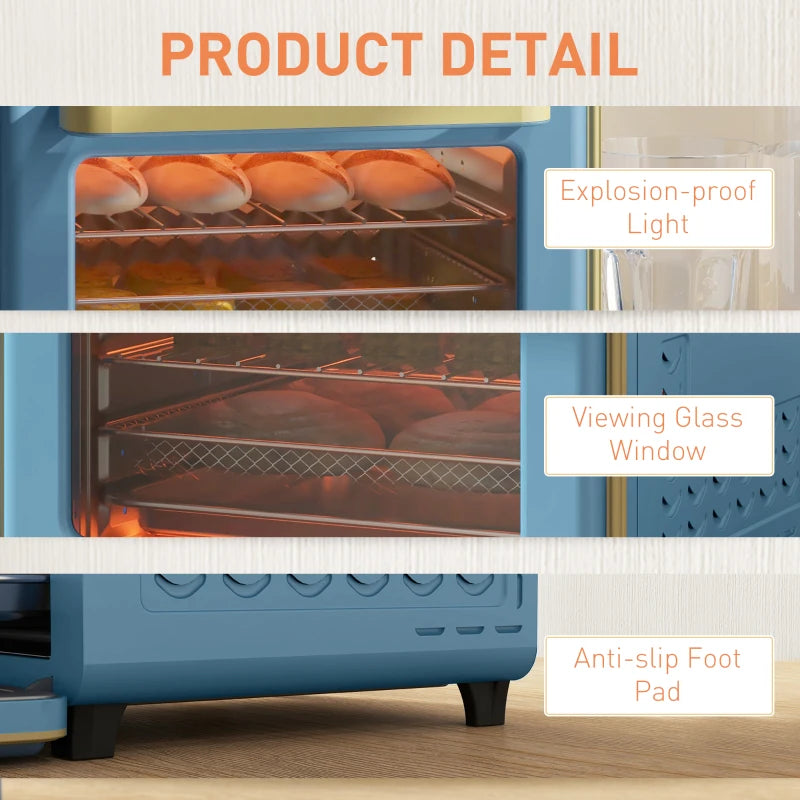 20L 90-230 Mini Electric Oven - Compact Blue Kitchen Appliance for Baking, Toasting & Cooking - Energy Efficient & Stylish