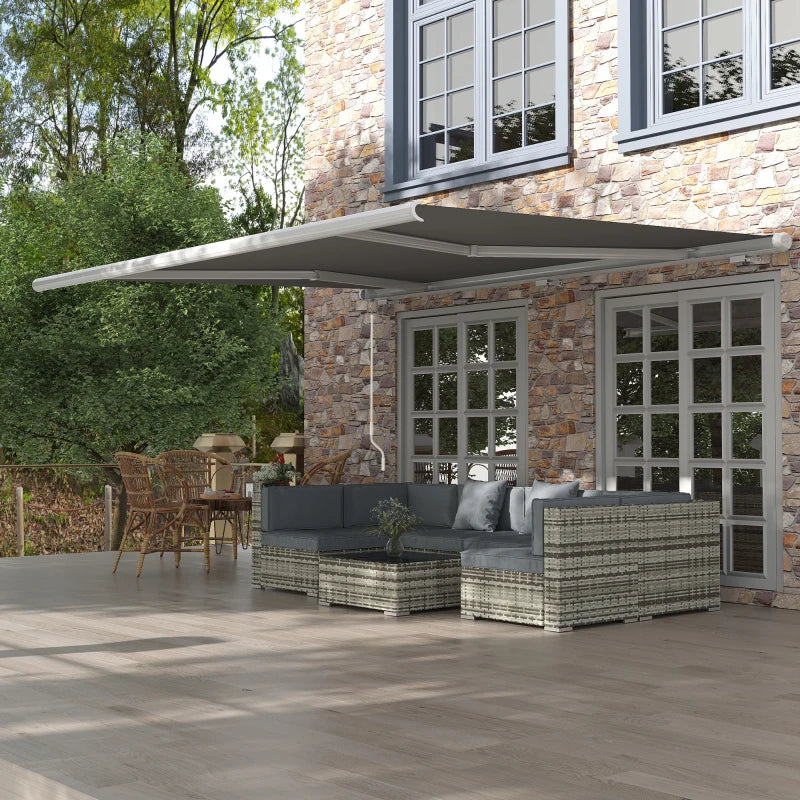 Grey 4m x 3m Full Cassette Electric/Manual Retractable Awning