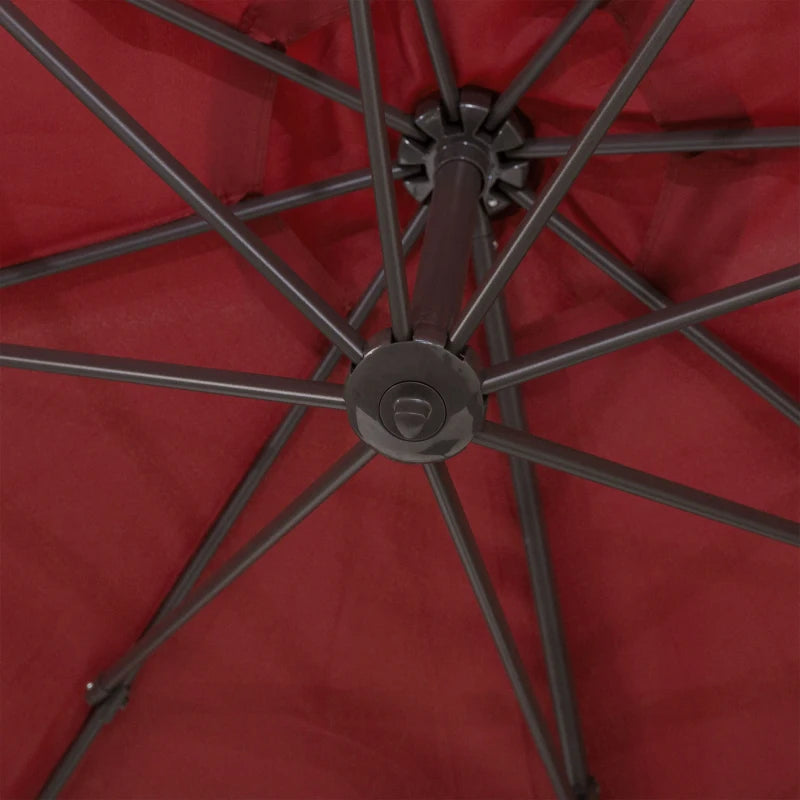 3m Wine Red Cantilever Garden Parasol
