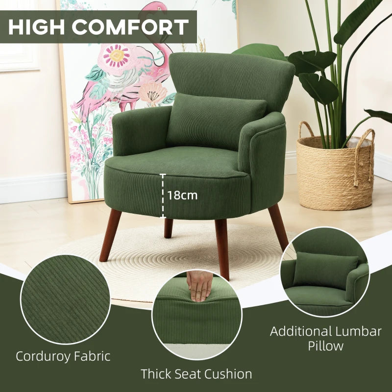 Green Corduroy Retro Accent Chair for Stylish Living Room Decor