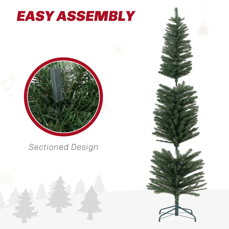 5ft Artificial Green Pencil Christmas Tree - Slim Design for Holiday Decor, Easy Setup, Perfect for Small Spaces