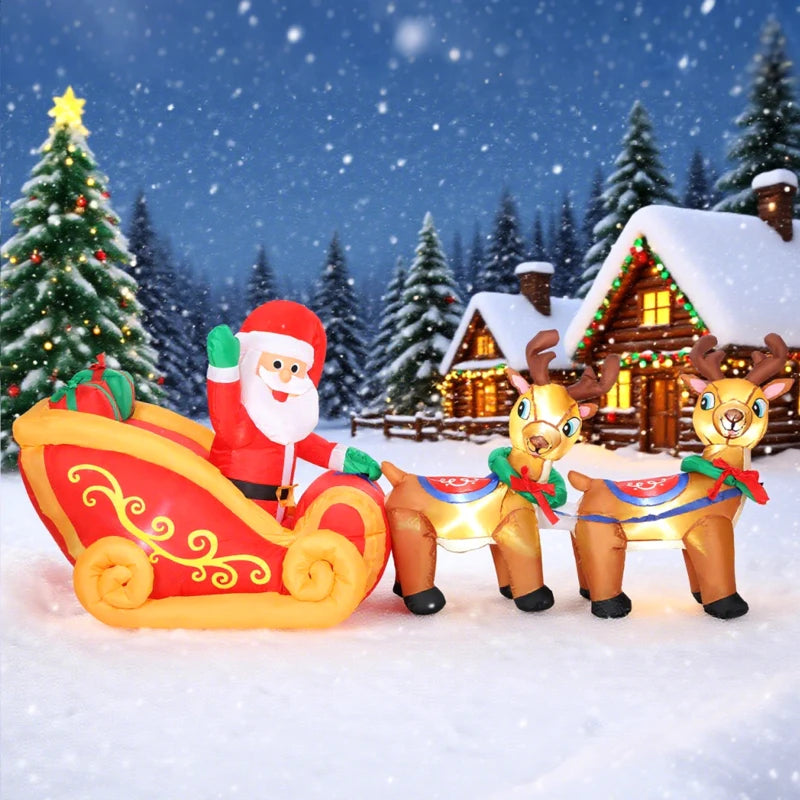 7.9ft Inflatable Santa Sleigh with 2 Reindeer - LED Christmas Decoration for Outdoor & Indoor Holiday Home Decor