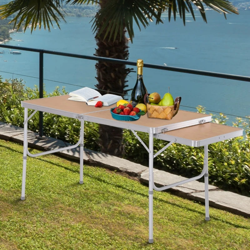 Aluminium Folding Portable Outdoor Table 4ft with MDF Top Silver