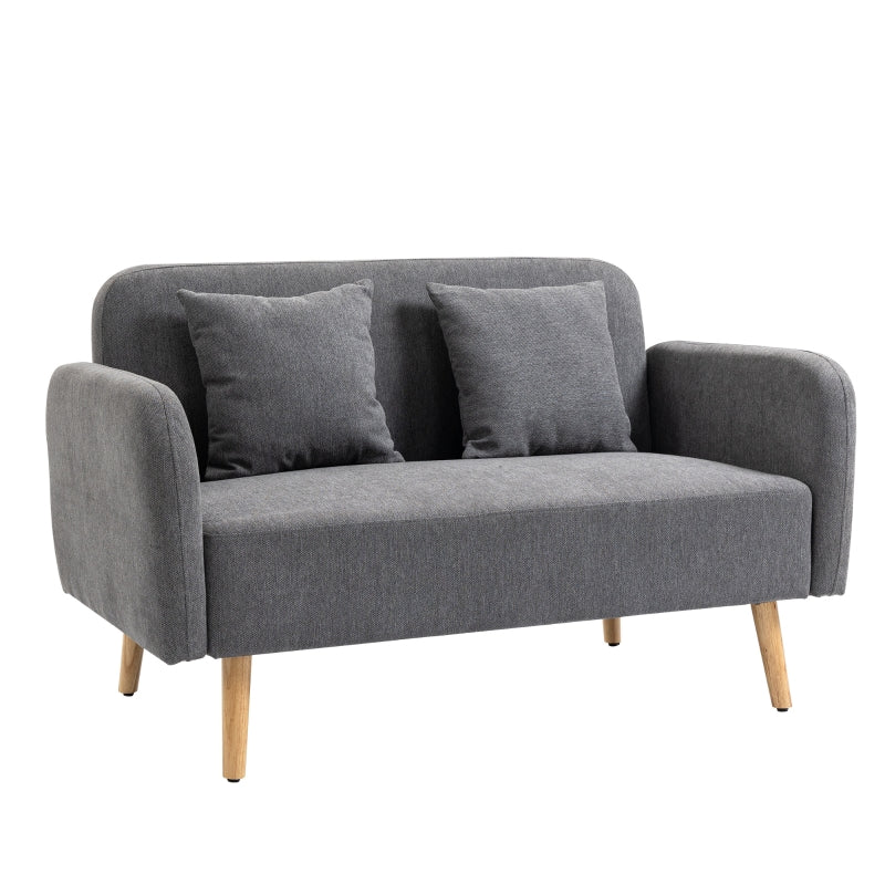 Modern Grey 2 Seater Loveseat Sofa with Pillows and Armrests for Living Room, Bedroom or Home Office