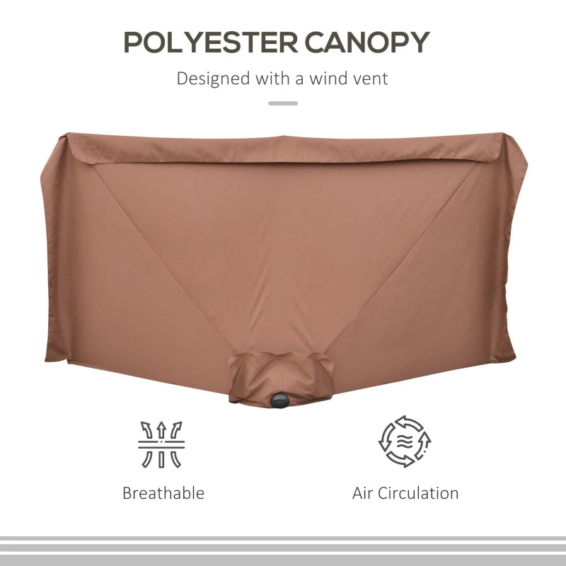 Brown 2.3m Half-Square Balcony Wall Parasol