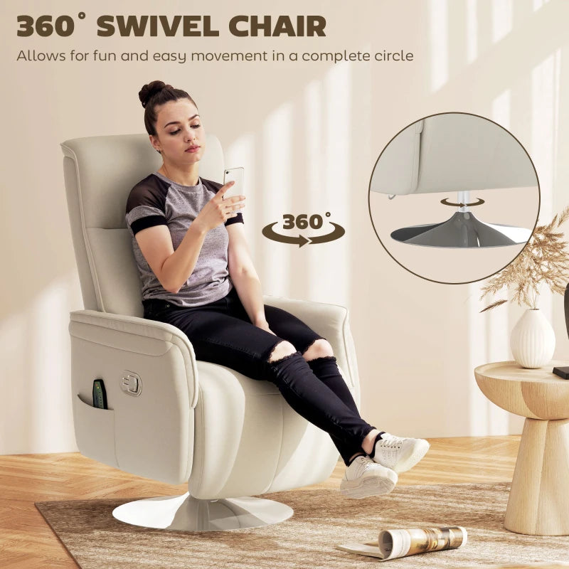 Cream 10-Point Massage Recliner Armchair for Ultimate Relaxation and Comfort
