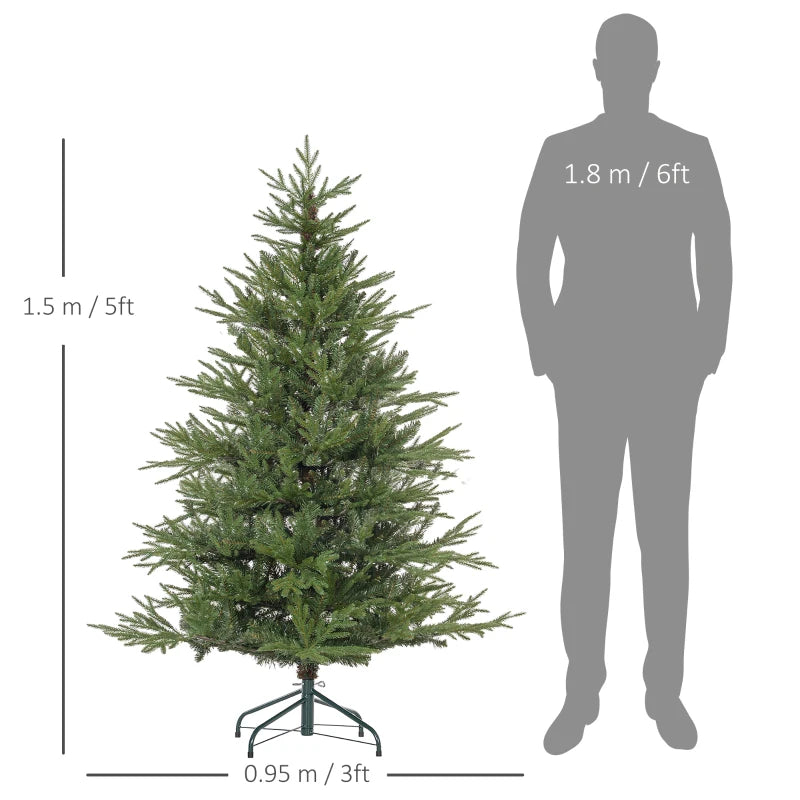 5ft Bushy & Bare Green Artificial Christmas Tree - Lush Holiday Decor for Home & Office, Easy Setup, Realistic Look