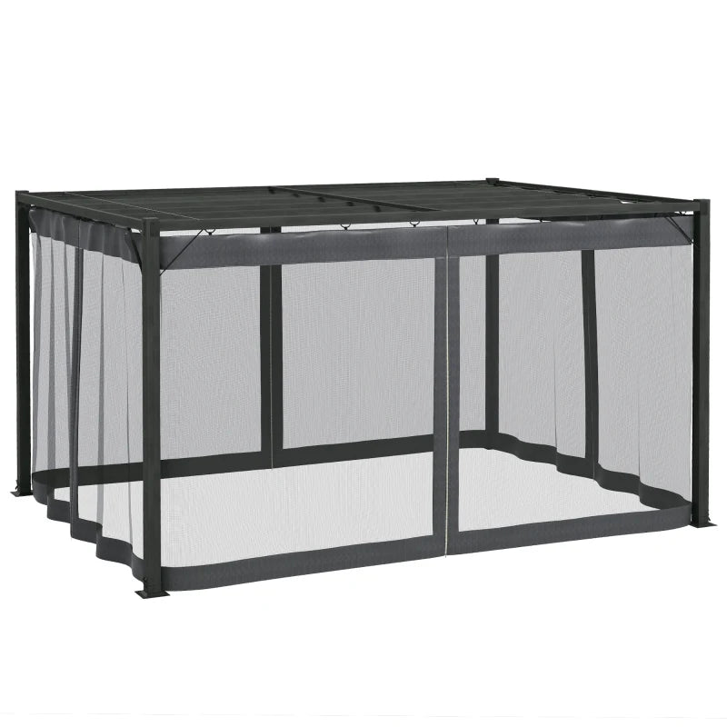 Dark Grey 3m x4m Aluminium Pergola with Retractable Roof