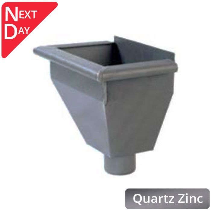 Quartz Zinc Hopper Head 250w x 250d x 390h Long version with 80mm Outlet