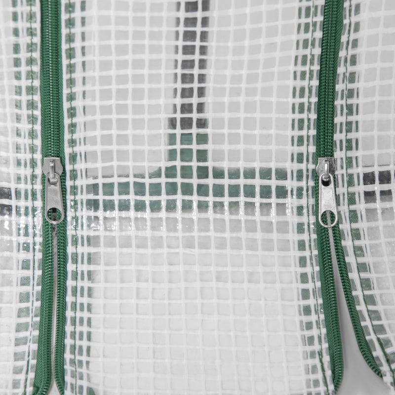 Compact Green Steel Frame Greenhouse with Zippered Window, 180 x 90 x 90 cm, White