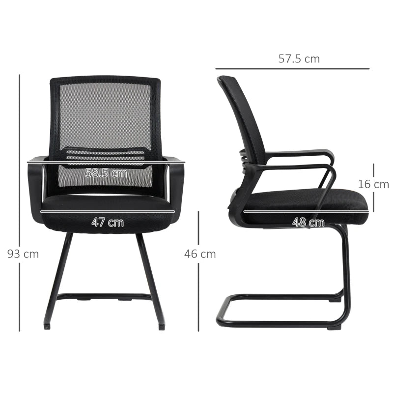 Ergonomic Padded Office Chair with Sled Base for Home Conference Room and Waiting Areas Black