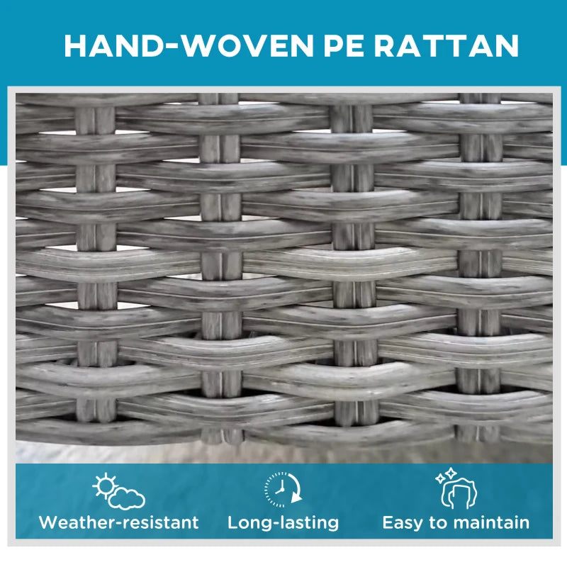 Dark Grey Rattan Sun Lounger with Adjustable Backrest & Washable Cushion for Patio & Garden