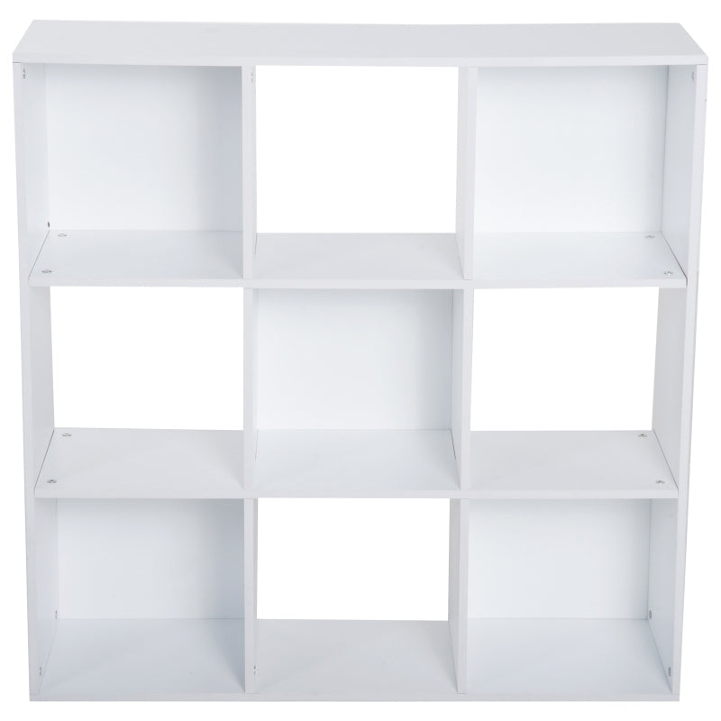 3-Tier 9-Cube Storage Unit - White Particle Board Bookcase Organizer for Home Office Shelves