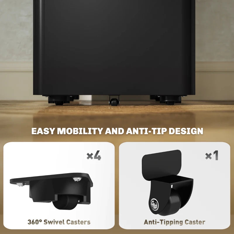 Vinsetto Black 3-Drawer Steel Filing Cabinet with Lock - Secure Storage Solution for Home or Office