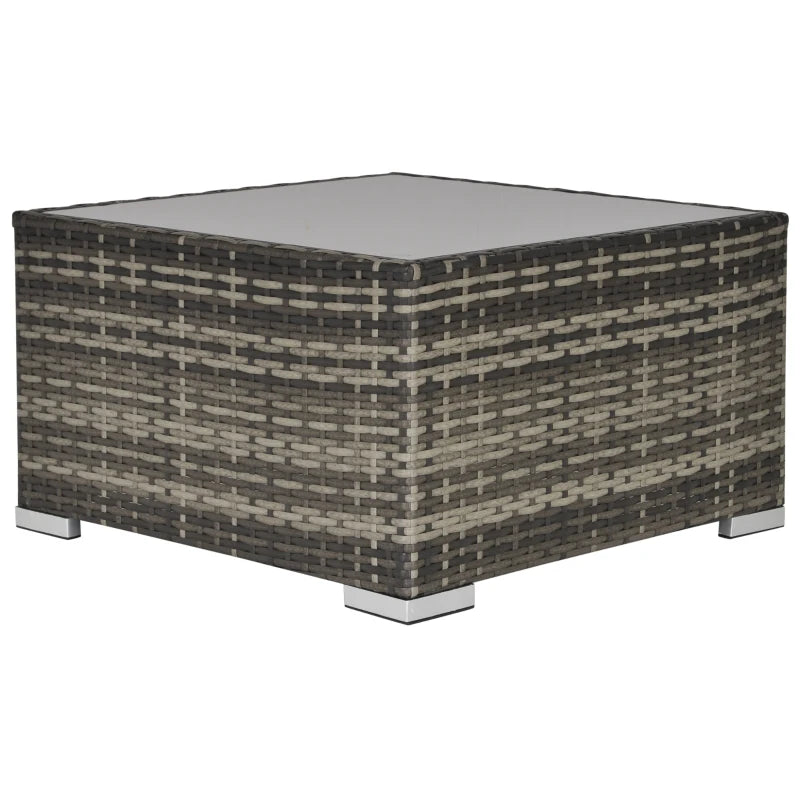 Dark Grey Square Rattan Table with Glass Top