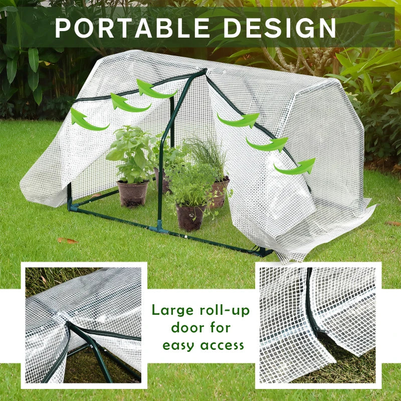 Compact Greenhouse with White Steel Frame - 99L x 71W x 60H cm