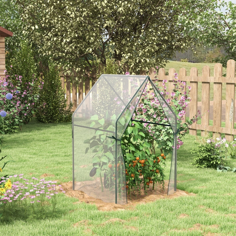 Clear Portable Mini Greenhouse with 2 Zipped Doors, 90x90x145cm