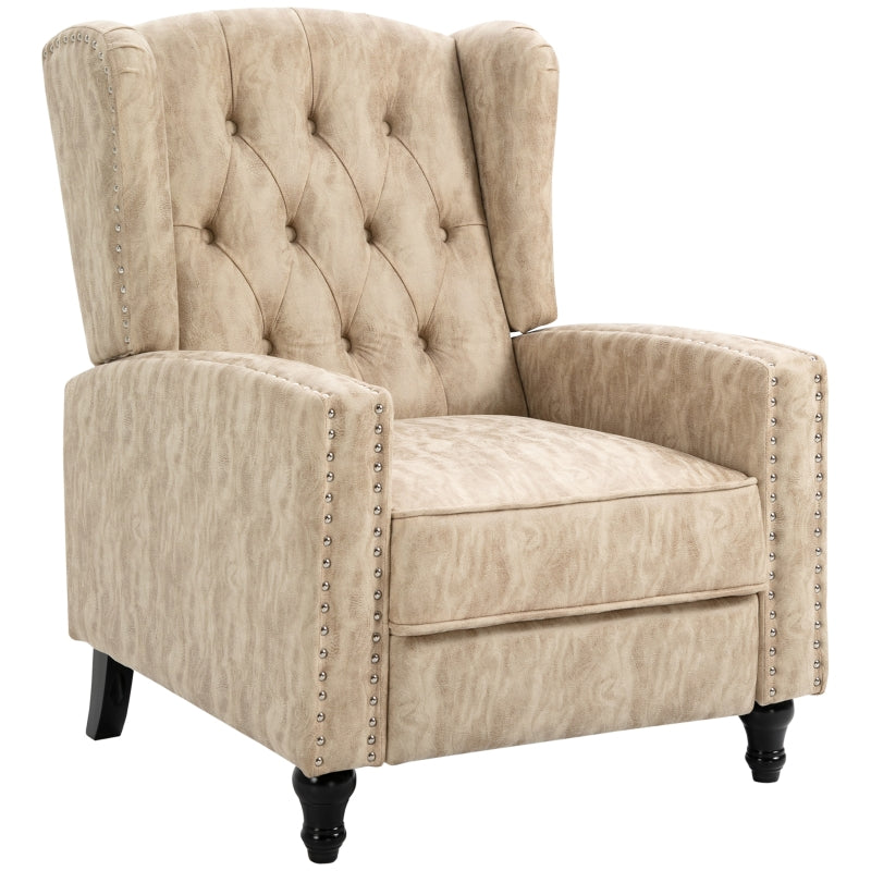 Chesterfield-Style Reclining Armchair in Beige for Ultimate Comfort and Style