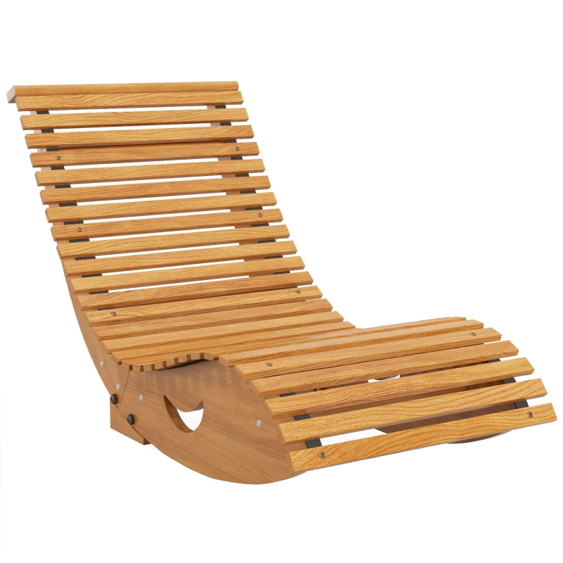 Teak Slatted Outdoor Rocking Chair - Wooden, 130cm x 60cm