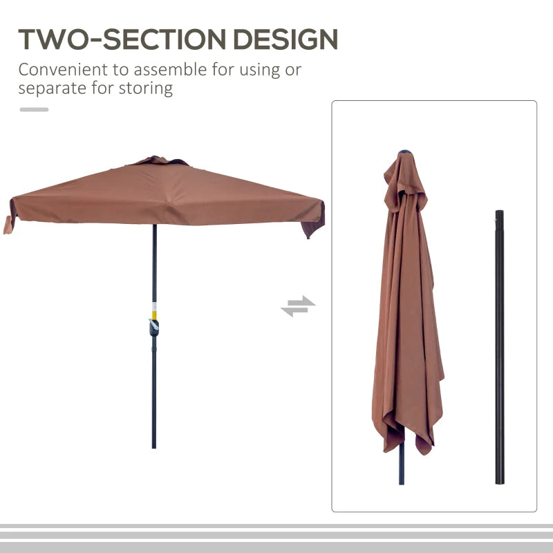 Brown 2.3m Half-Square Balcony Wall Parasol