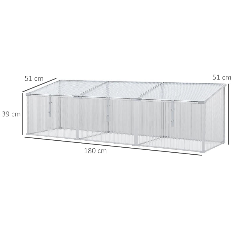 Green Polycarbonate Raised Bed Greenhouse 180x51x51cm
