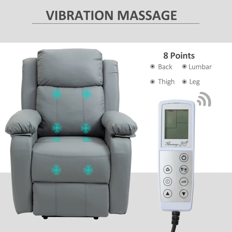 Electric Recliner Chair with Massage and Heat for Elderly, Power Lift Armchair with Remote Control and Extended Footrest