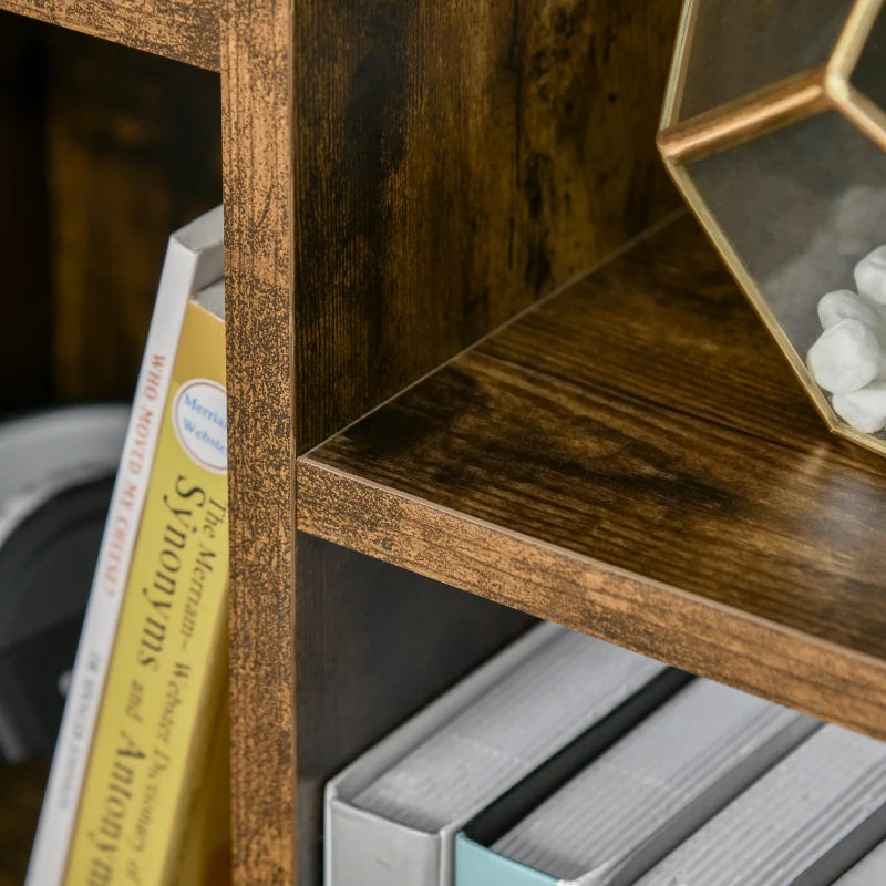 Rustic Brown Seven-Cube Bookcase - Stylish Storage Solution for Home & Office, Modern Wood Effect Design