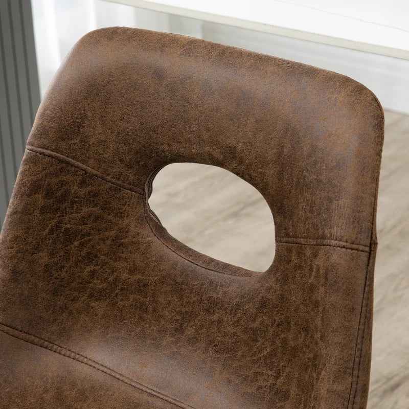 Adjustable Bar Stools Set of 2 with Backrest & Footrest - Brown Microfiber Kitchen Island Dining Chairs