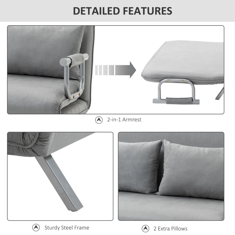Light Grey Two-Seater Click-Clack Sofa Bed for Stylish Living Spaces
