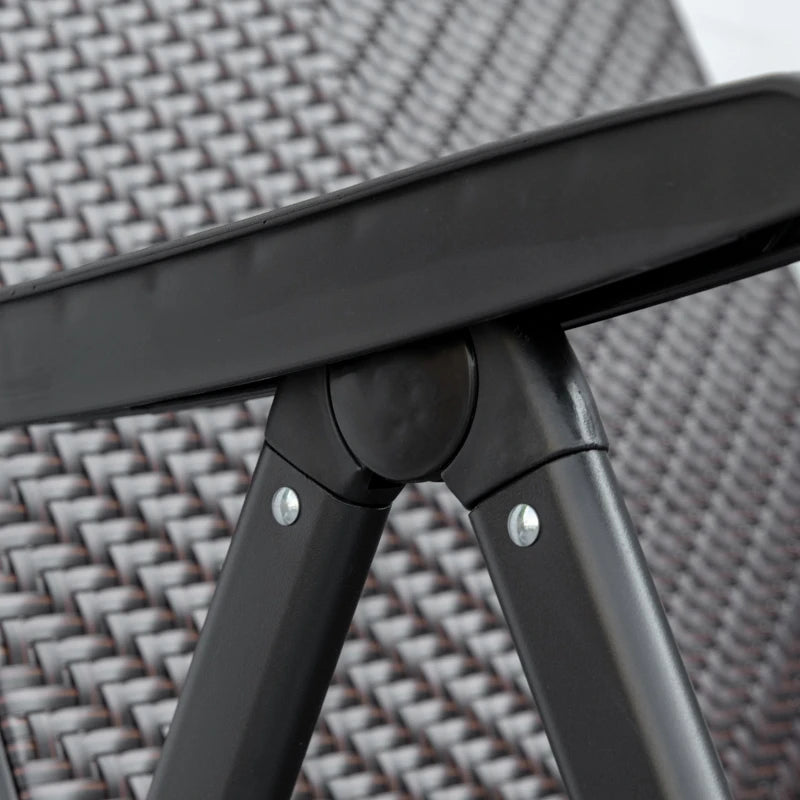 Set of 2 Adjustable Folding Garden Chairs - 7-Position Recline, Brown Outdoor Seating for Patio & Deck