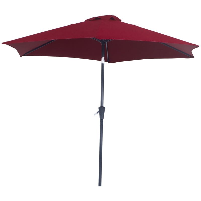 Red 2.6M Tilt Crank Garden Parasol Umbrella