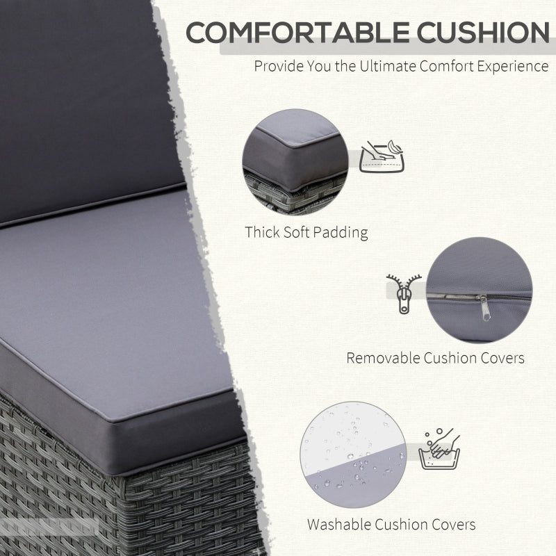 7-Piece Acacia Topped Patio Wicker Sofa Set: Stylish Outdoor Rattan Sectional with Cushions