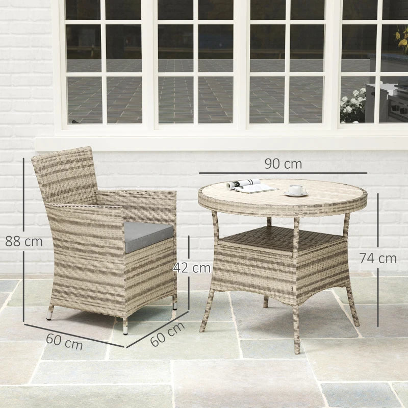 Grey Five-Piece Rattan Garden Furniture Set with Two-Tier Table for Outdoor Patio