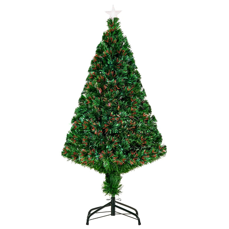 4FT Pre-Lit Fibre Optic Christmas Tree with Multi-Colour Lights & Tree Topper - Perfect Holiday Décor for Xmas